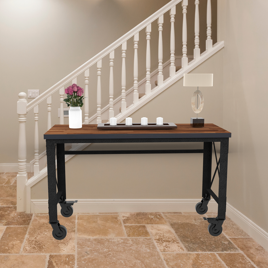 Duramax Rolling Industrial Desk with Wooden Top (4 Size Options)
