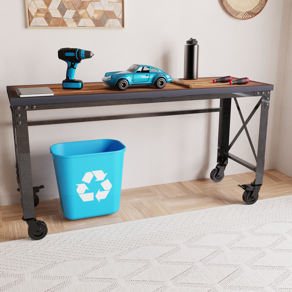 Duramax Rolling Industrial Desk with Wooden Top (4 Size Options)