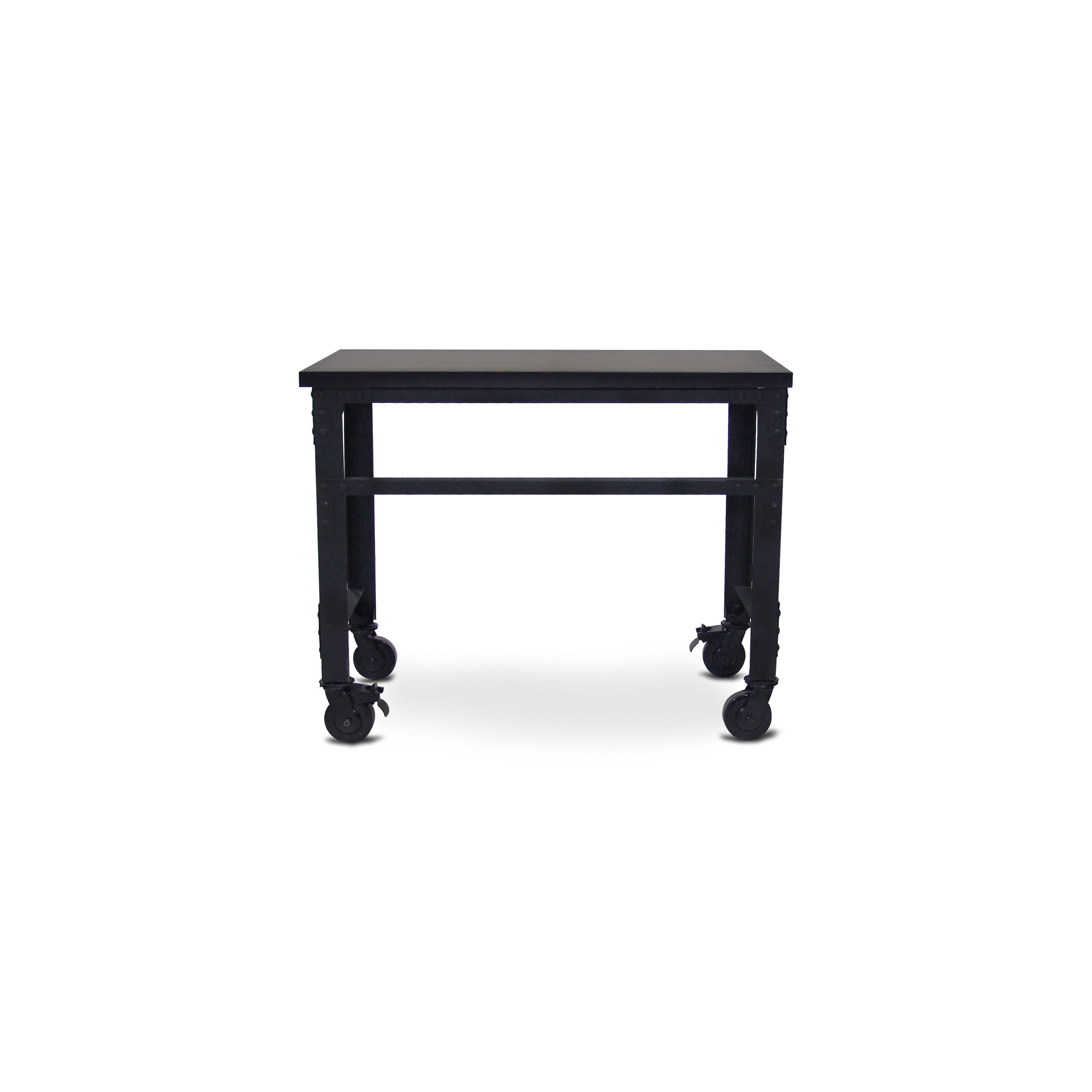 Duramax Rolling Industrial Desk with Wooden Top 46 Inches x 24 Inches