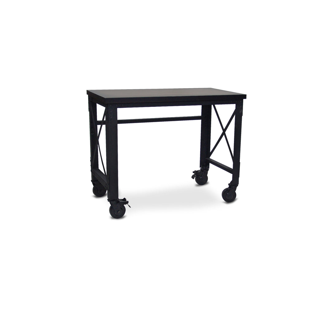 Duramax Rolling Industrial Desk with Wooden Top 46 Inches x 24 Inches