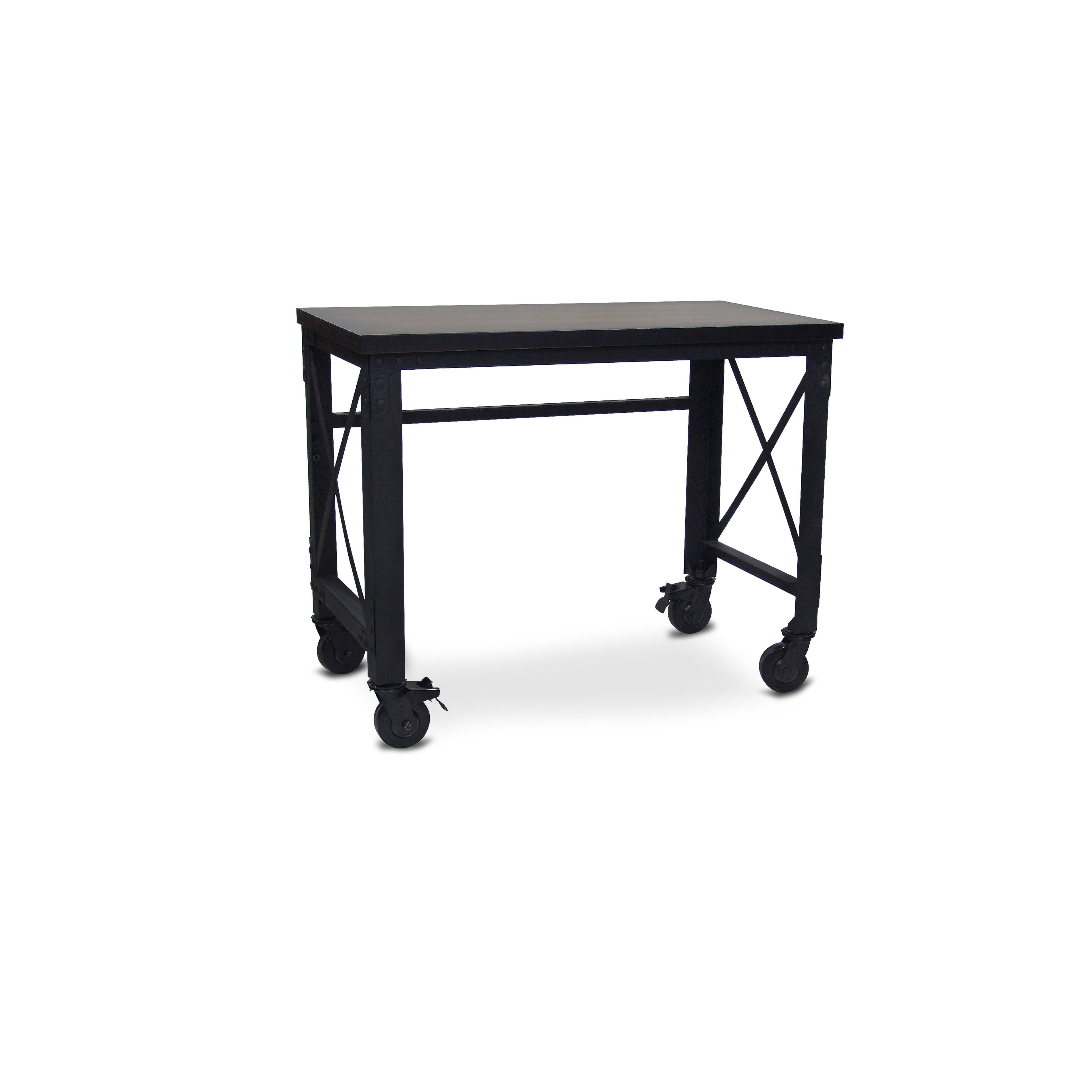 Duramax Rolling Industrial Desk with Wooden Top 46 Inches x 24 Inches