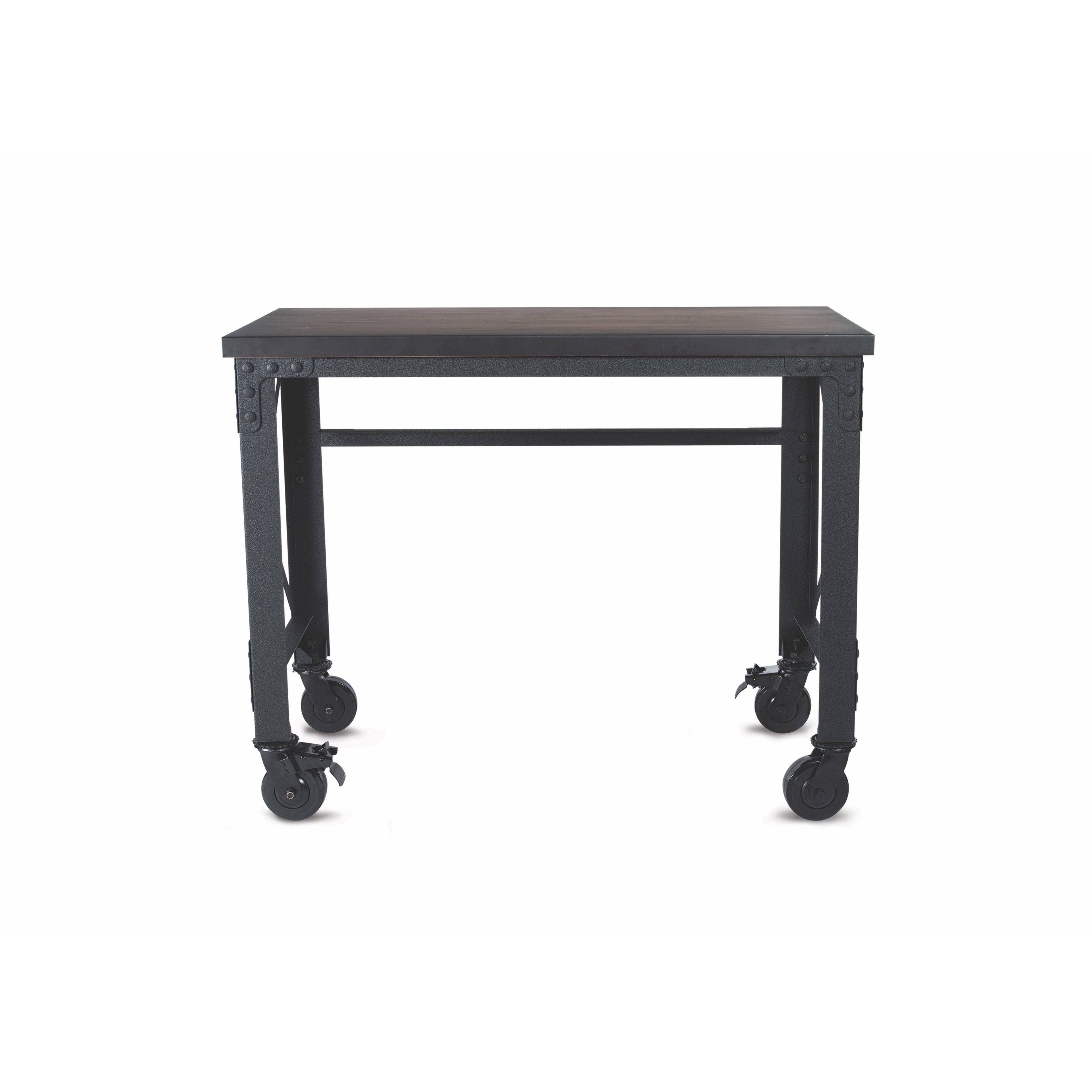 Duramax Rolling Industrial Desk with Wooden Top 46 Inches x 24 Inches