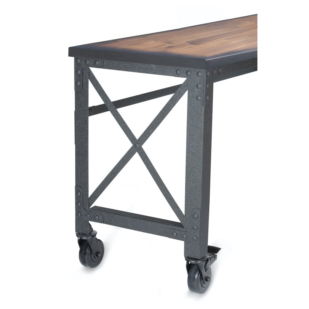 Duramax Rolling Industrial Desk with Wooden Top 46 Inches x 24 Inches