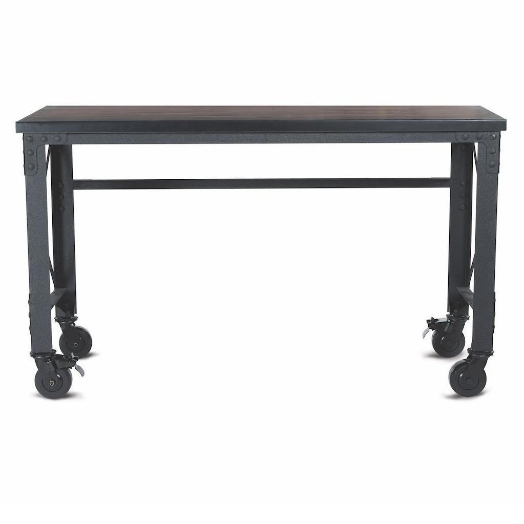 Duramax Rolling Industrial Desk with Wooden Top 62 Inches x 24 Inches