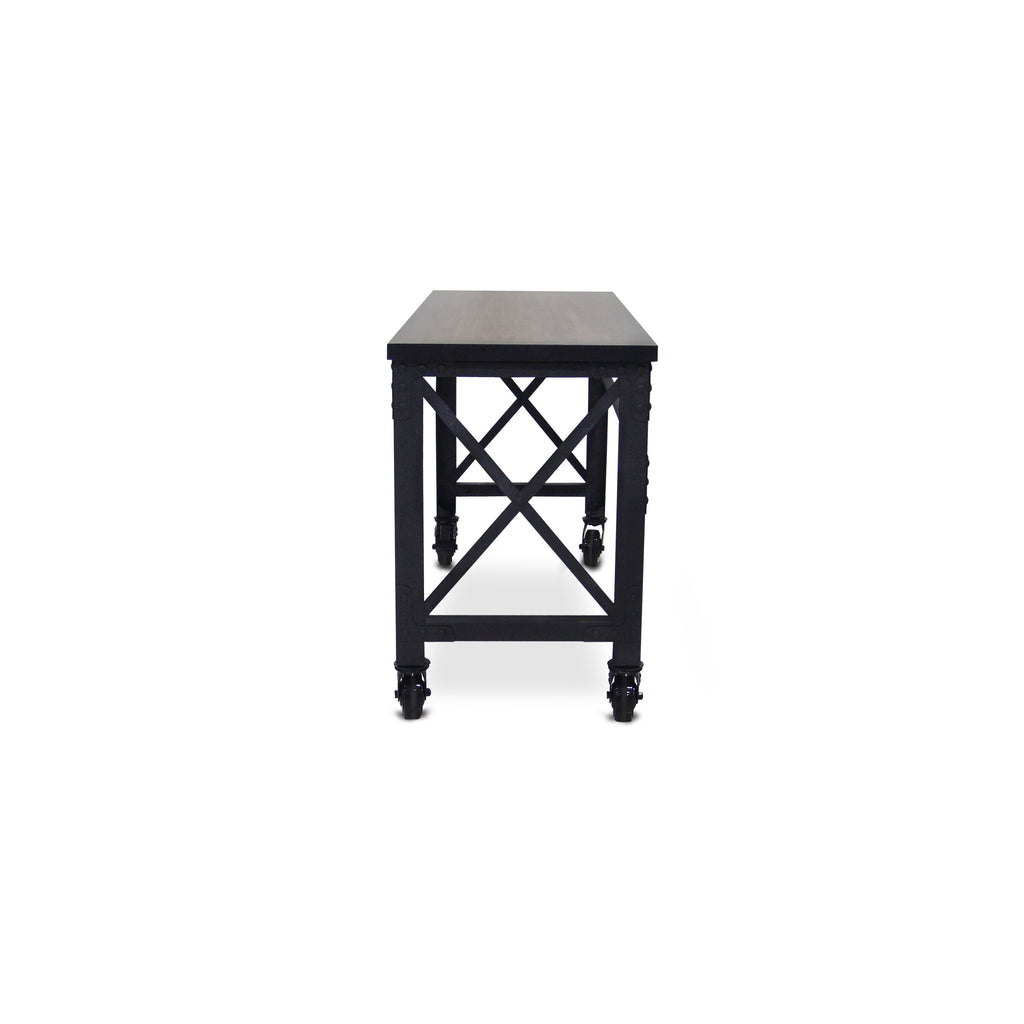 Duramax Rolling Industrial Desk with Wooden Top 62 Inches x 24 Inches