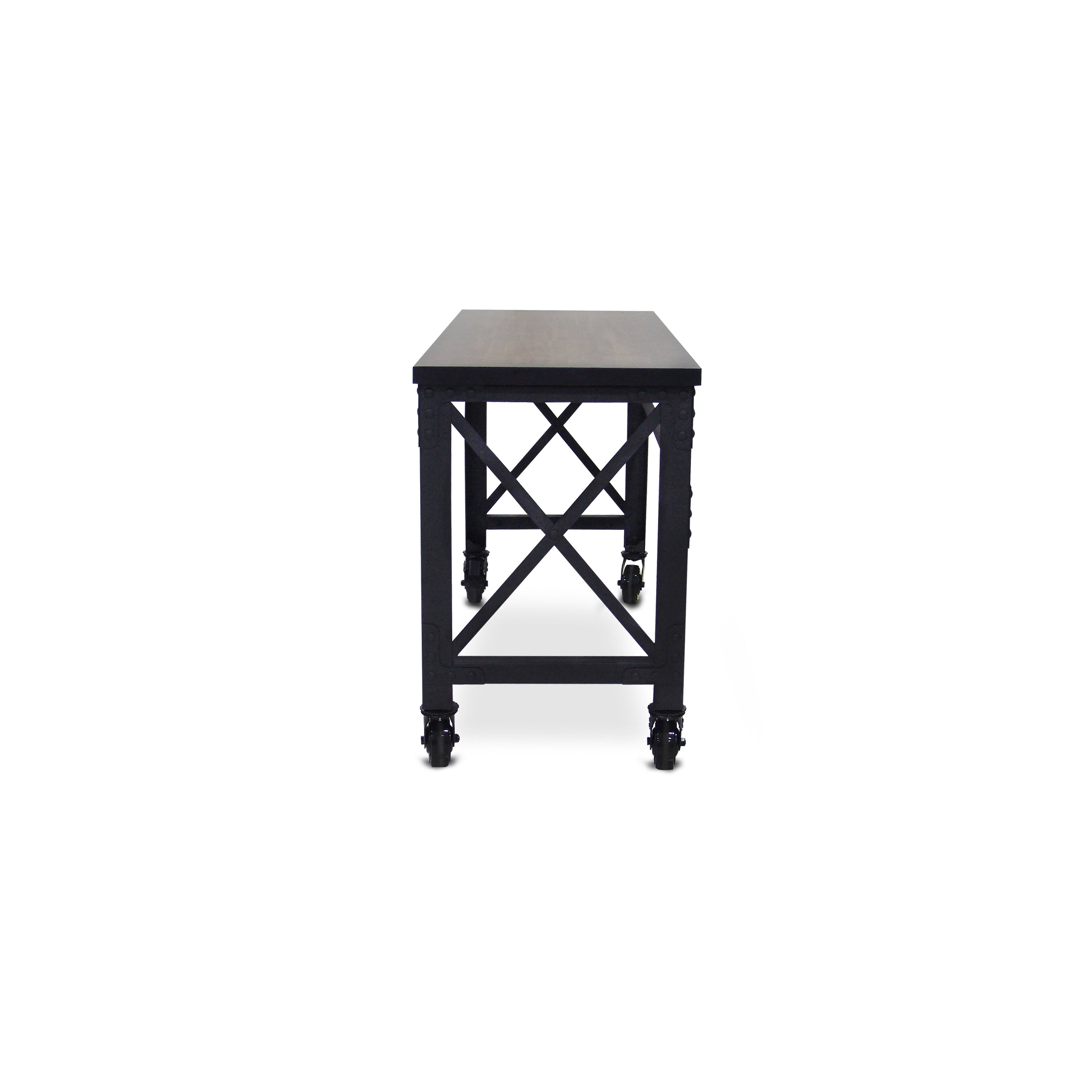 Duramax Rolling Industrial Desk with Wooden Top 62 Inches x 24 Inches