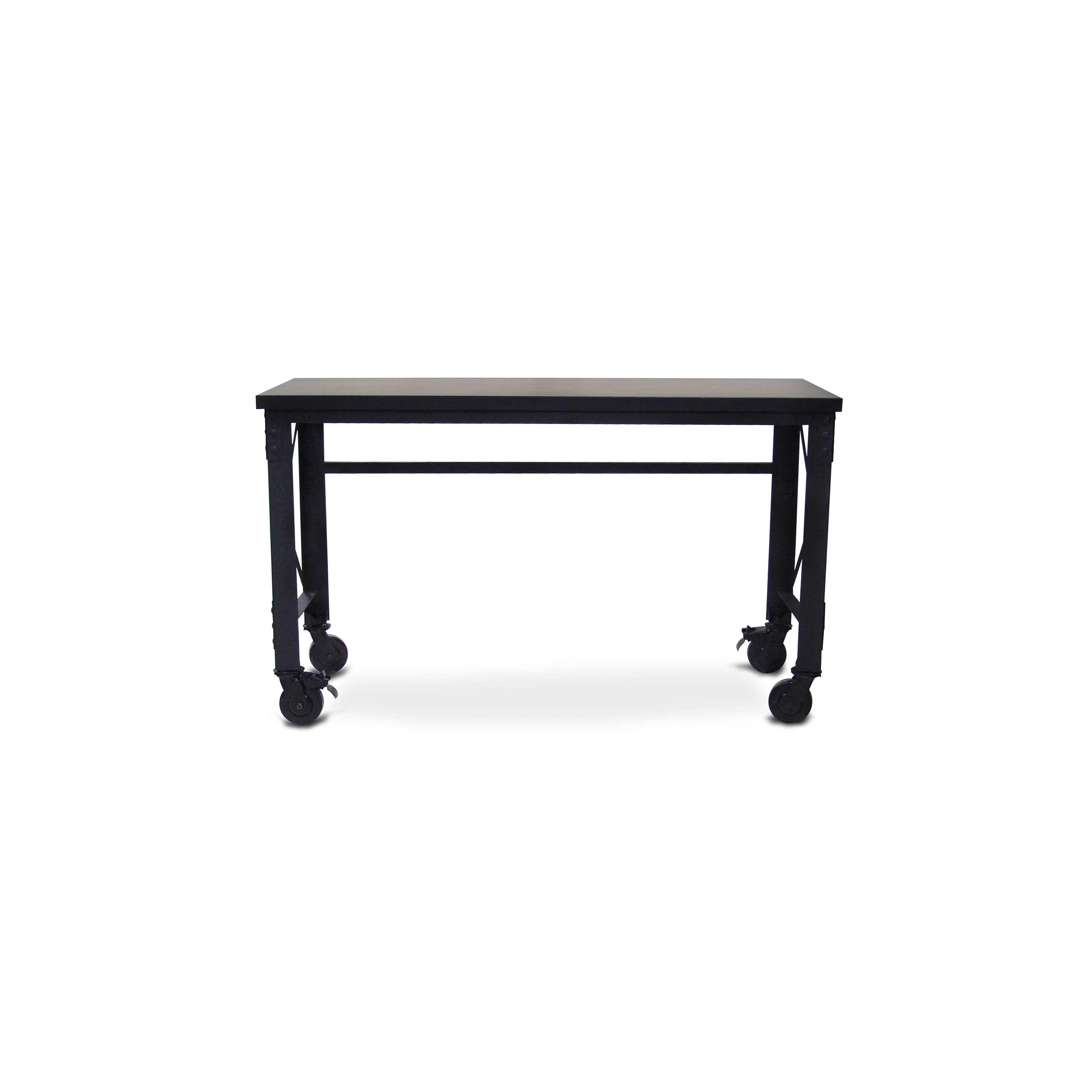Duramax Rolling Industrial Desk with Wooden Top 62 Inches x 24 Inches