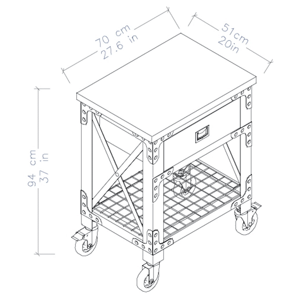 Duramax Single Drawer Rolling Workbench 27.6 Inch x 20 Inch for Home, Garage and Workshop