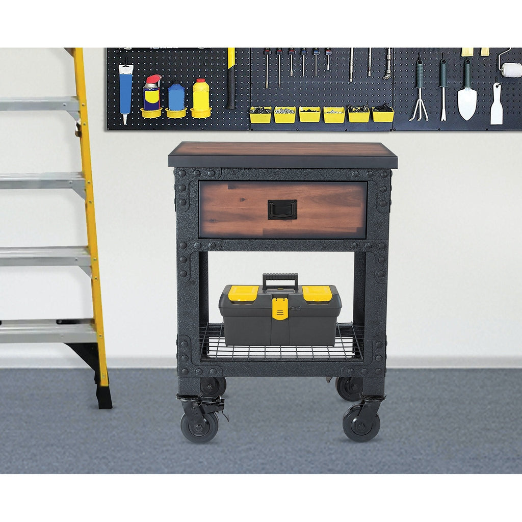 Duramax Single Drawer Rolling Workbench 27.6 Inch x 20 Inch for Home, Garage and Workshop