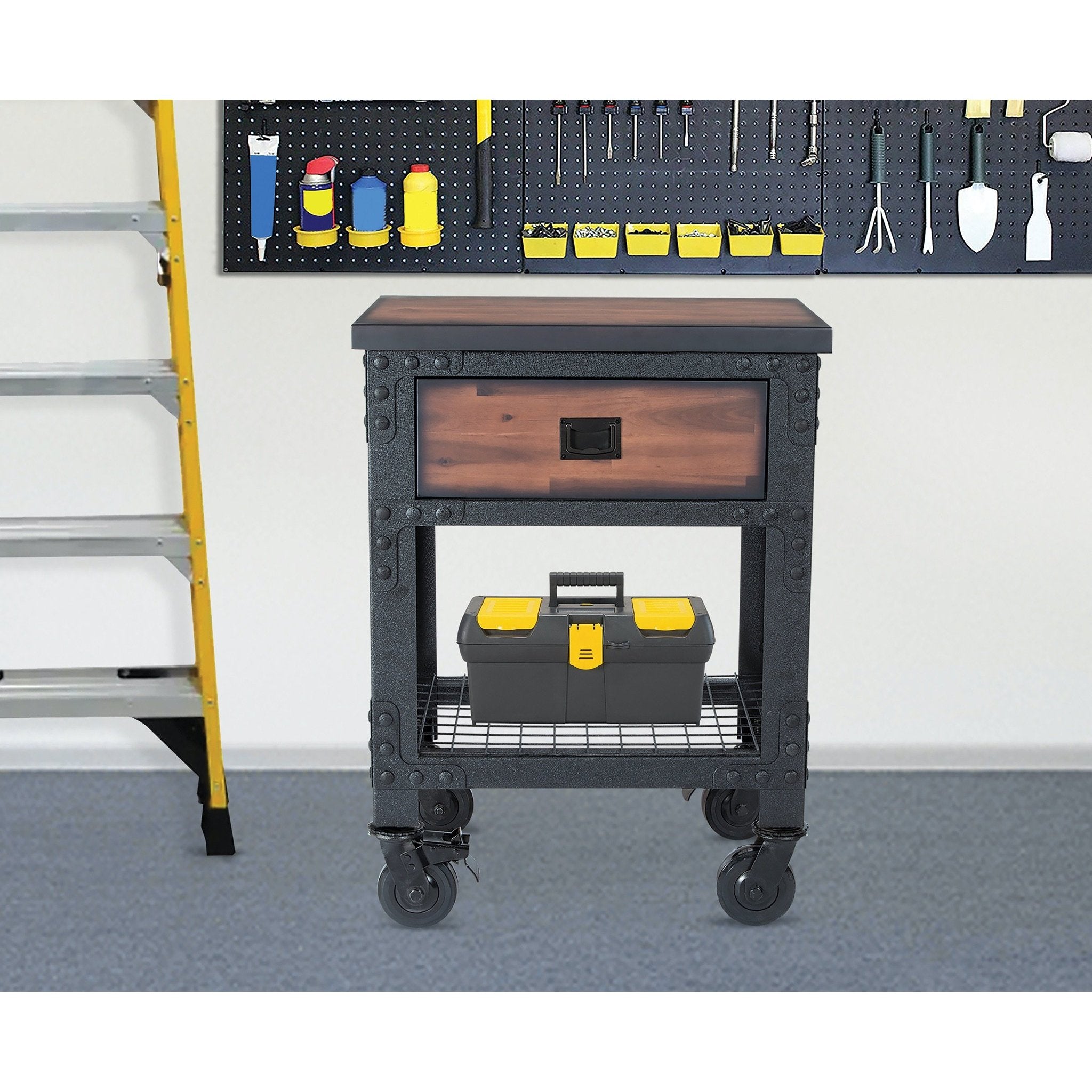 Duramax Single Drawer Rolling Workbench 27.6 Inch x 20 Inch for Home, Garage and Workshop