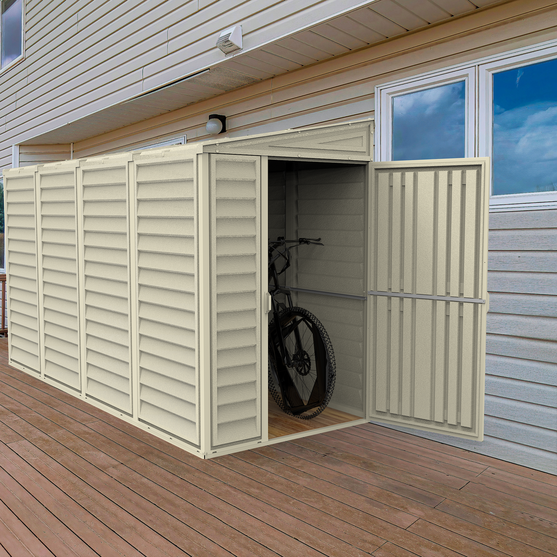 Duramax 4ft x 10ft Sidemate Plastic Vinyl Resin Outdoor Storage Shed With Foundation Kit 06725