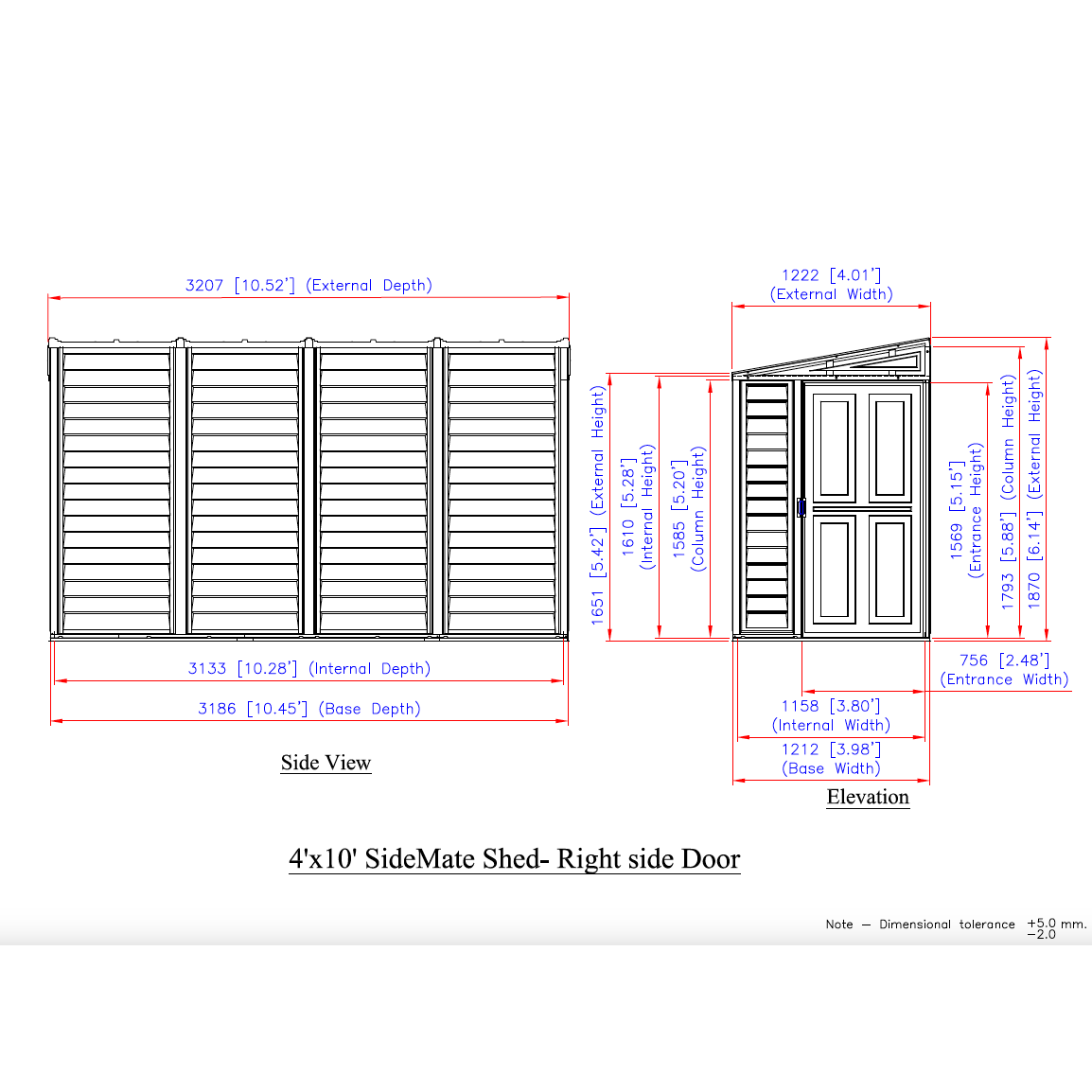 Duramax 4ft x 10ft Sidemate Plastic Vinyl Resin Outdoor Storage Shed With Foundation Kit 06725