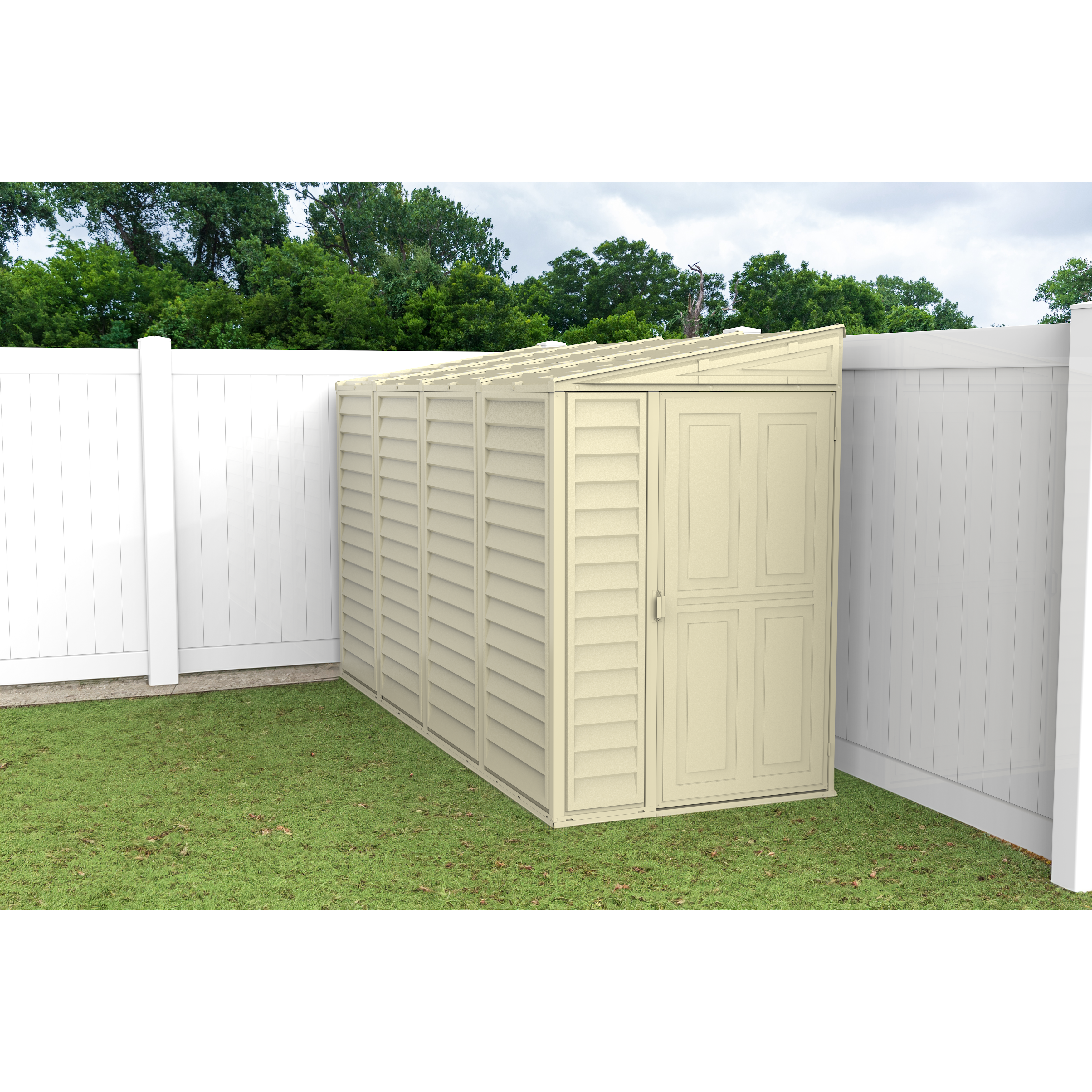 Duramax 4ft x 10ft Sidemate Plastic Vinyl Resin Outdoor Storage Shed With Foundation Kit 06725