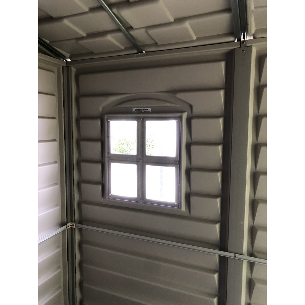 Duramax Apex Pro 10.5'X8' Plastic Vinyl Shed with Foundation, 2 Windows and Side Door 40116