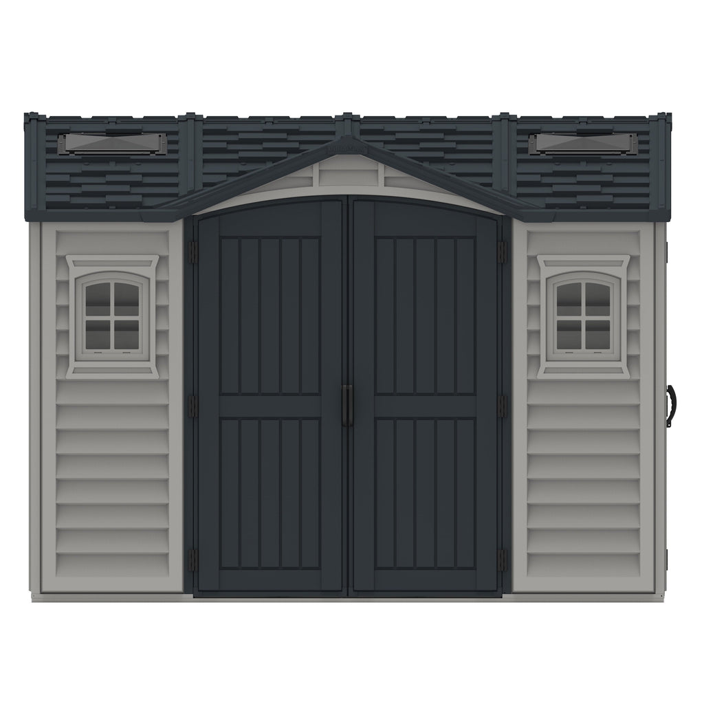 Duramax Apex Pro 10.5'X8' Plastic Vinyl Shed with Foundation, 2 Windows and Side Door 40116