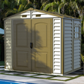 DuraMax 8ft x 5.5ft Storeall Plastic Vinyl Shed with Foundation Kit and window 30115